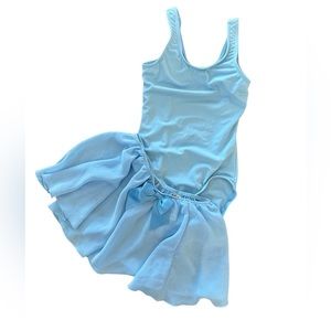 Girls Dance Outfit, Leotard (IC) and Skirt (SC), Light Blue, Balera